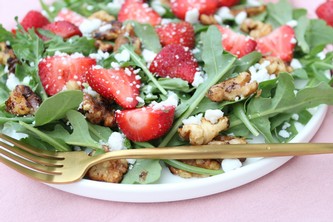 Caddis Strawberry Rosé Salad with fresh strawberries and arugula