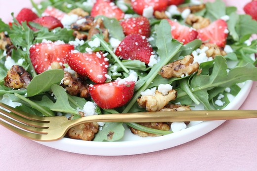 Caddis Strawberry Rosé Salad with fresh strawberries and arugula